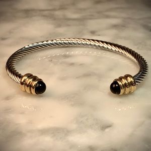 D.Y. Style cable wire onyx cuff bracelet